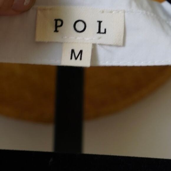 POL Long Sleeve Oversized Open Back Button Up Shirt White Womens Size Medium - Picture 5 of 7